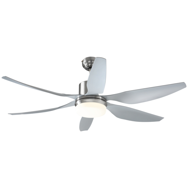 HOMCOM Reversible Ceiling Fan with Light, 6 Blades Indoor Modern Mount LED Lighting Fan with Remote Controller, for Bedroom, Silver - Aosom UK - image 1