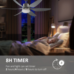 HOMCOM Reversible Ceiling Fan with Light, 6 Blades Indoor Modern Mount LED Lighting Fan with Remote Controller, for Bedroom, Silver - Aosom UK - thumbnail 7