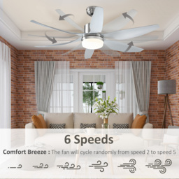 HOMCOM Reversible Ceiling Fan with Light, 6 Blades Indoor Modern Mount LED Lighting Fan with Remote Controller, for Bedroom, Silver - Aosom UK - thumbnail 4
