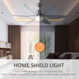 HOMCOM Reversible Ceiling Fan with Light, 6 Blades Indoor Modern Mount LED Lighting Fan with Remote Controller, for Bedroom, Silver - Aosom UK - thumbnail 9