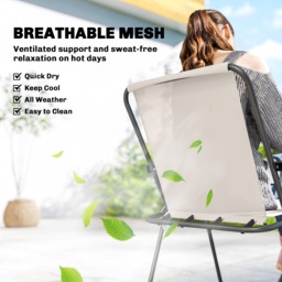 Outsunny 8 Piece Garden Dining Set with Umbrella Garden Furniture Set with 6 Folding Chairs, Tempered Glass Table for Patio Cream - thumbnail 5