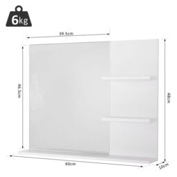 kleankin Wall-Mounted Vanity Mirror: 3-Tier Shelving Unit for Bathroom Storage & Organisation, White - Aosom UK - thumbnail 3