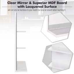 kleankin Wall-Mounted Vanity Mirror: 3-Tier Shelving Unit for Bathroom Storage & Organisation, White - Aosom UK - thumbnail 7