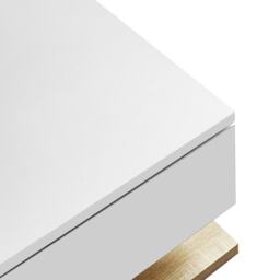 Rectangular Cocktail Table with Glass Top and LED Lights, Coffee Table with Drawer for Living Room, 105L x 55W x 32.5H cm, White+Natural - Aosom.UK - thumbnail 7