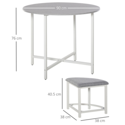 HOMCOM Modern Round Dining Table Set with 4 Upholstered Stools for Dining Room, Kitchen, Dinette - Aosom UK - thumbnail 3