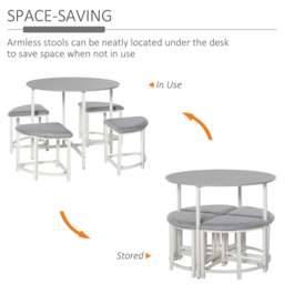 HOMCOM Modern Round Dining Table Set with 4 Upholstered Stools for Dining Room, Kitchen, Dinette - Aosom UK - thumbnail 4