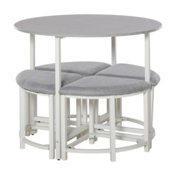 HOMCOM Modern Round Dining Table Set with 4 Upholstered Stools for Dining Room, Kitchen, Dinette - Aosom UK