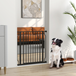 PawHut Extra Wide Dog Safety Gate, with Door Pressure, for Doorways, Hallways, Staircases - Black - Aosom UK - thumbnail 2