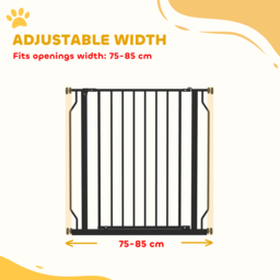 PawHut Extra Wide Dog Safety Gate, with Door Pressure, for Doorways, Hallways, Staircases - Black - Aosom UK - thumbnail 4