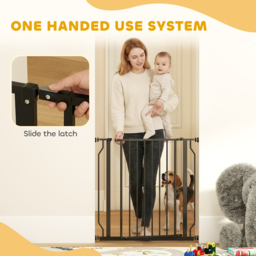 PawHut Extra Wide Dog Safety Gate, with Door Pressure, for Doorways, Hallways, Staircases - Black - Aosom UK - thumbnail 5