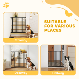 PawHut Extra Wide Dog Safety Gate, with Door Pressure, for Doorways, Hallways, Staircases - Black - Aosom UK - thumbnail 7