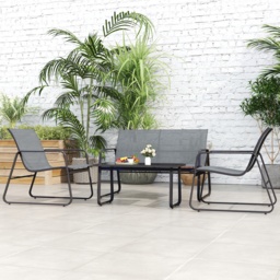 Outsunny 4 Piece Garden Furniture Set Outdoor Patio Sofa Set with Double Chair, Single Chairs and Glass Top Table for Terrace and Balcony, Light Grey - thumbnail 9