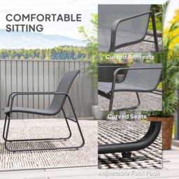 Outsunny 4 Piece Garden Furniture Set Outdoor Patio Sofa Set with Double Chair, Single Chairs and Glass Top Table for Terrace and Balcony, Light Grey - thumbnail 6
