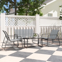 Outsunny 4 Piece Garden Furniture Set Outdoor Patio Sofa Set with Double Chair, Single Chairs and Glass Top Table for Terrace and Balcony, Light Grey - thumbnail 8