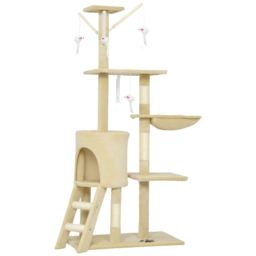 PawHut Multi-Level Cat Tower, 134cm Cat Tree with Condo and Sisal Scratching Posts for Indoor Kittens, Beige - thumbnail 1
