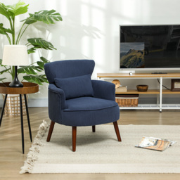HOMCOM Corduroy Retro Accent Chair - Blue - thumbnail 2
