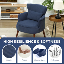 HOMCOM Corduroy Retro Accent Chair - Blue - thumbnail 4