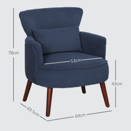 HOMCOM Corduroy Retro Accent Chair - Blue - thumbnail 3