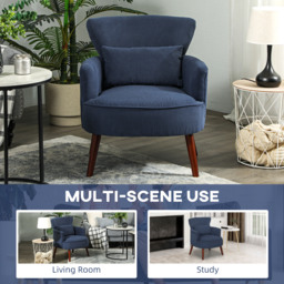 HOMCOM Corduroy Retro Accent Chair - Blue - thumbnail 8