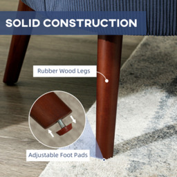 HOMCOM Corduroy Retro Accent Chair - Blue - thumbnail 7