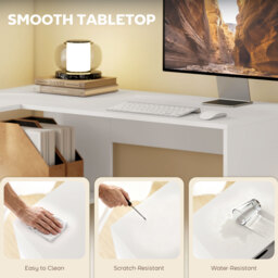 HOMCOM L Shaped Computer Desk, 110 x 100cm Reversible Corner Desk with Fabric Drawer and Storage Shelves, White - thumbnail 6