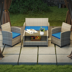 Outsunny Outdoor Seat Cushion Pads for Rattan Furniture, 3 PCs Garden Furniture Cushions,  Sky Blue - thumbnail 8