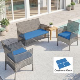 Outsunny Outdoor Seat Cushion Pads for Rattan Furniture, 3 PCs Garden Furniture Cushions,  Sky Blue - thumbnail 2