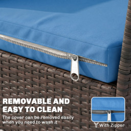 Outsunny Outdoor Seat Cushion Pads for Rattan Furniture, 3 PCs Garden Furniture Cushions,  Sky Blue - thumbnail 7