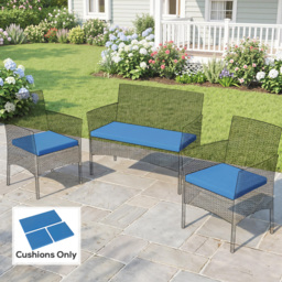 Outsunny Outdoor Seat Cushion Pads for Rattan Furniture, 3 PCs Garden Furniture Cushions,  Sky Blue - thumbnail 8