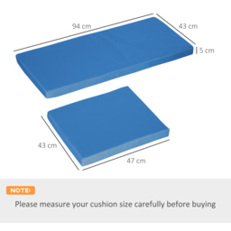 Outsunny Outdoor Seat Cushion Pads for Rattan Furniture, 3 PCs Garden Furniture Cushions,  Sky Blue - thumbnail 3