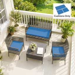 Outsunny Outdoor Seat Cushion Pads for Rattan Furniture, 3 PCs Garden Furniture Cushions,  Sky Blue - thumbnail 9