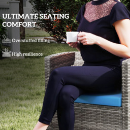 Outsunny Outdoor Seat Cushion Pads for Rattan Furniture, 3 PCs Garden Furniture Cushions,  Sky Blue - thumbnail 6