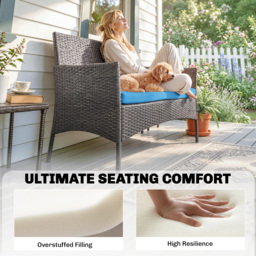 Outsunny Outdoor Seat Cushion Pads for Rattan Furniture, 3 PCs Garden Furniture Cushions,  Sky Blue - thumbnail 6