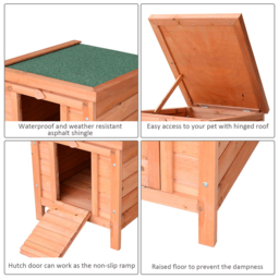 "PawHut 20"" Wooden Rabbit Hutch-Fir Wood - Aosom UK" - thumbnail 4