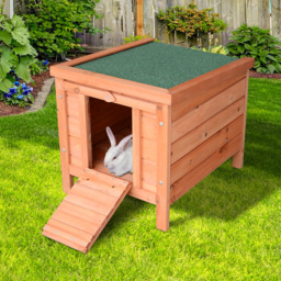 "PawHut 20"" Wooden Rabbit Hutch-Fir Wood - Aosom UK" - thumbnail 2