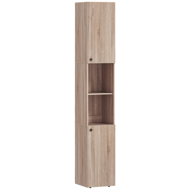 HOMCOM 6-Tier Tall Bathroom Cabinet - Natural - image 1