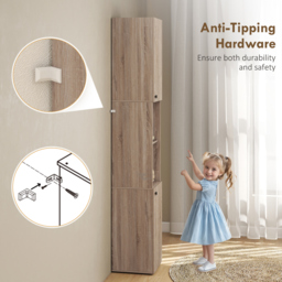 HOMCOM 6-Tier Tall Bathroom Cabinet - Natural - thumbnail 6
