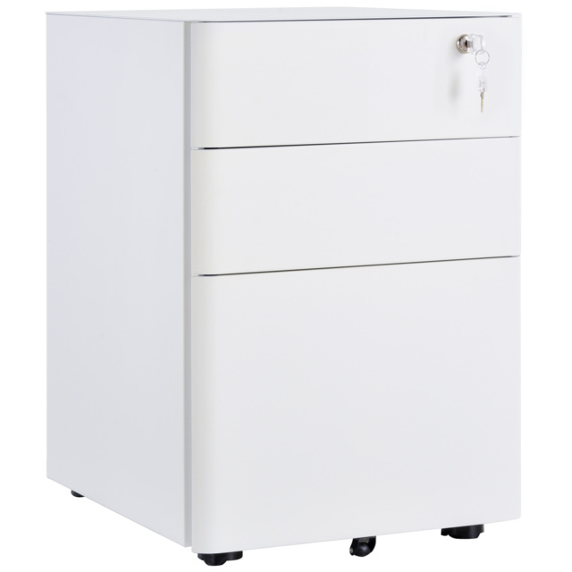 Vinsetto Fully Assembled 3 Drawer Steel Metal Filing Cabinet Lockable Rolling Vertical File Cabinet White - image 1