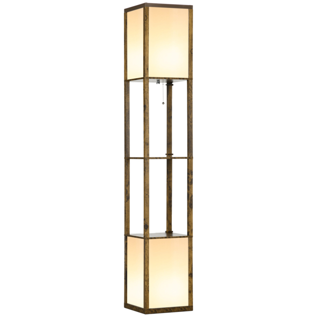 HOMCOM Modern Shelf Floor Lamp with Dual Ambient Light, Standing Lamp Living Room, Bedroom, 156cm, Brown - Aosom UK - image 1