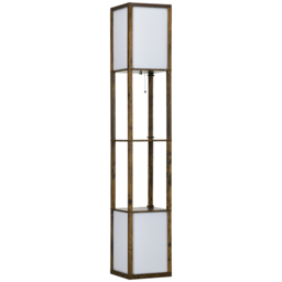 HOMCOM Modern Shelf Floor Lamp with Dual Ambient Light, Standing Lamp Living Room, Bedroom, 156cm, Brown - Aosom UK - thumbnail 9