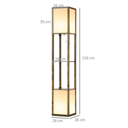 HOMCOM Modern Shelf Floor Lamp with Dual Ambient Light, Standing Lamp Living Room, Bedroom, 156cm, Brown - Aosom UK - thumbnail 3
