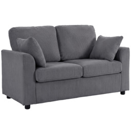 HOMCOM 2 Seater Sofa, Corduroy Small Couch with Spring Cushion, Wide and Deep Seat, Dark Grey