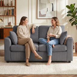HOMCOM 2 Seater Sofa, Corduroy Small Couch with Spring Cushion, Wide and Deep Seat, Dark Grey - thumbnail 7