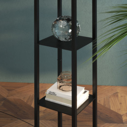 HOMCOM Floor Lamp with Shelves, Modern Floor Standing Lamp with Storage Shelf for Living Room, Reading Standing Lamp, Black - Aosom UK - thumbnail 8