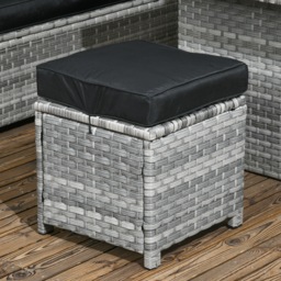 Outsunny 5-Piece Rattan Patio Furniture Set with Corner Sofa, Footstools, Glass Coffee Table, Cushions, Mixed Grey - thumbnail 9