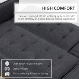 HOMCOM Upholstered Click Clack Sofa Bed, Linen-Feel 3 Seater Sofa Bed with Storage and Cupholders, Grey - thumbnail 7