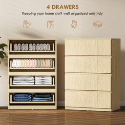 HOMCOM Chest of Drawers, 4-Drawer Storage Cabinets, Modern Dresser, Storage Drawer Unit for Bedroom - thumbnail 4