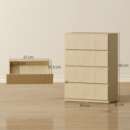 HOMCOM Chest of Drawers, 4-Drawer Storage Cabinets, Modern Dresser, Storage Drawer Unit for Bedroom - thumbnail 3