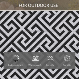 Outsunny Reversible Outdoor Mat: Portable Plastic Straw Rug for RVs, Gardens & Decks, Black & White, 121x182 cm - Aosom UK - thumbnail 5