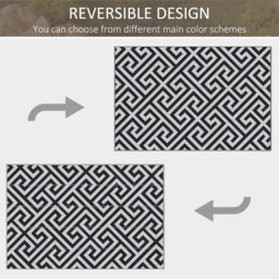Outsunny Reversible Outdoor Mat: Portable Plastic Straw Rug for RVs, Gardens & Decks, Black & White, 121x182 cm - Aosom UK - thumbnail 6